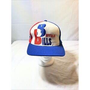 Vtg 90s Buffalo Bills AJD Wool Blend Color Block Spellout NFL SnapBack Hat Cap